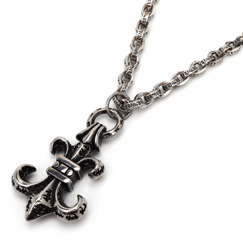 ステンレス 唐草フレア＆梵字チェーン [n581]