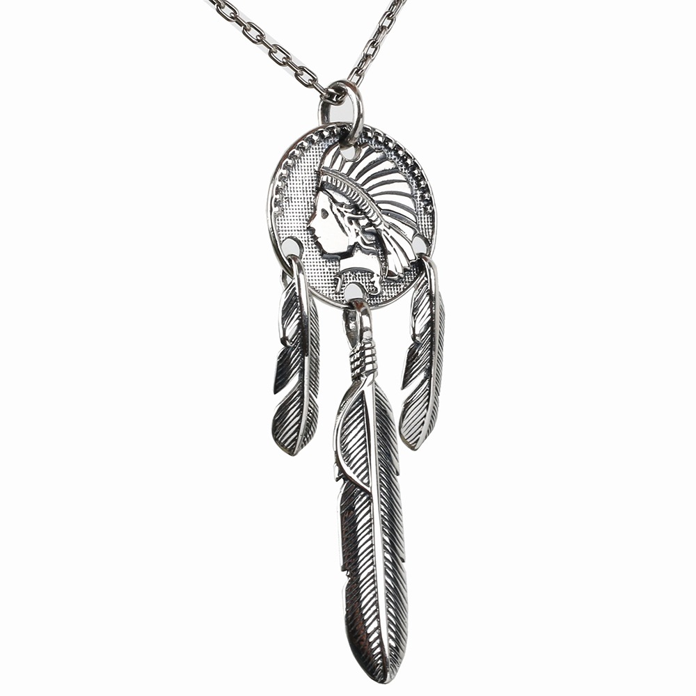 925 コイン&フェザーネックレス [ns044]