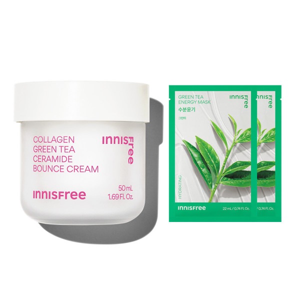 コラーゲン グリーンティー セラミド 弾力バリア クリーム + マスクパック 2枚