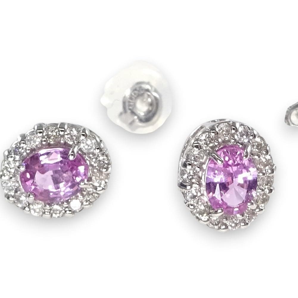 プラチナ ピンクサファイアピアス 0.4カラット豪華ダイヤモンド0.14ct取巻き