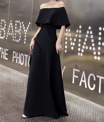 パーティードレス ブラック オフショルダー 優雅なシルエット 大人っぽい 披露宴 29,378円