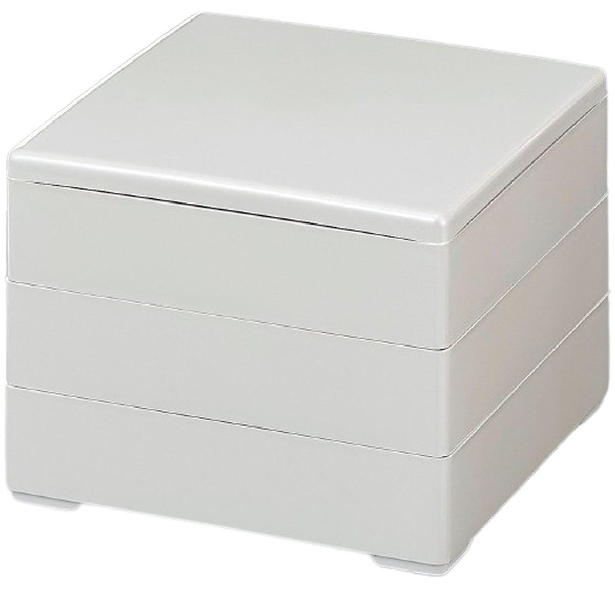 J-kitchens 行楽弁当箱 （ 弁当箱 ） 日本製 3段 6.5寸 彩 ホワイトパール 内塗無 19.5cm x 19.5cm x 16.5cm