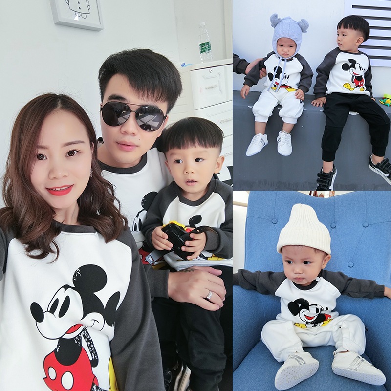 長袖tシャツブラウス パーカー 親子ペアルック ロンパースディズニーキャラクター 韓国ファッション