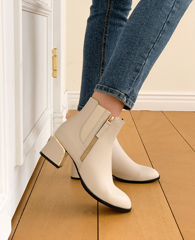 [MILOVANY] 牛革/255まで リブラン チェルシー アンクルブーツ5cm