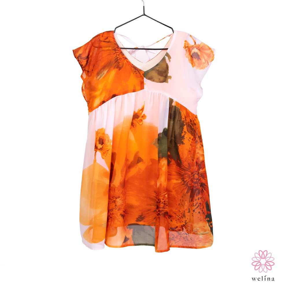 花柄シフォンワンピース