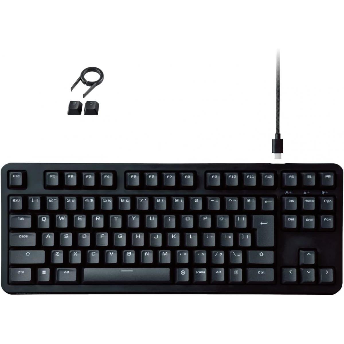 エレコム ゲーミングキーボード V-custom VK210S 有線 テンキーレス メカニカル ネオクラッチキーキャップ 銀軸 スピードリニア USBポート搭載 滑り止め加