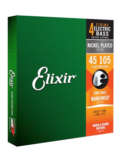 ELIXIR(エリクサー) Elixirベース弦 NANOWEB ニッケル Long Scale Light/Medium .045-.105 #14077 【国内正規品】