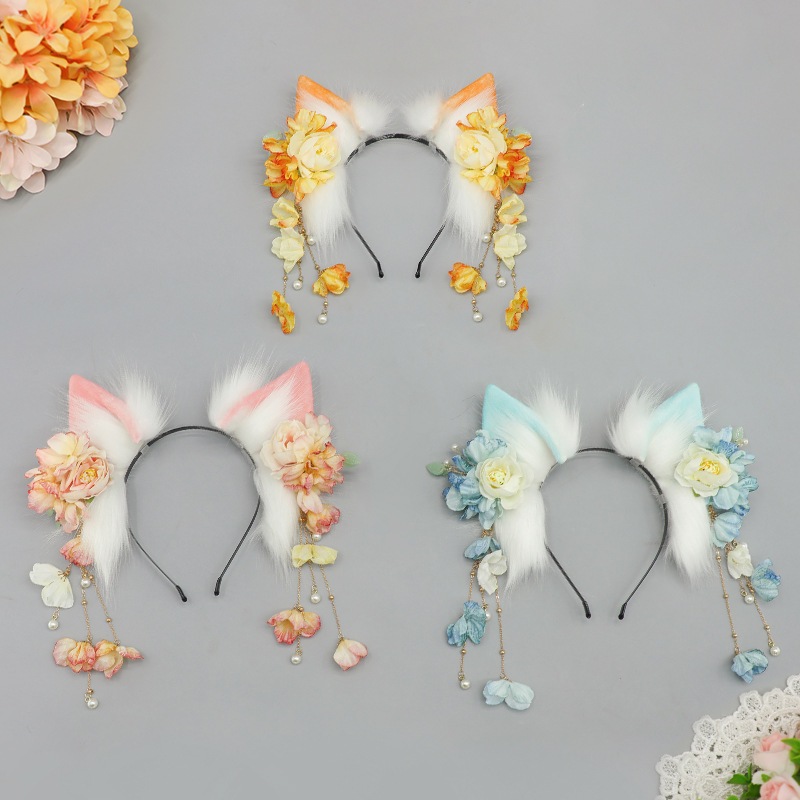 【急速出荷】ハロウィン中華娘ヘアアクセコミック展漢服娘コスプレ道具狼耳狐耳獣耳娘カチューシャ