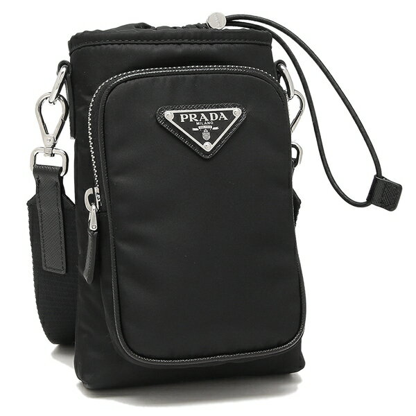 ショルダーバッグ リナイロン スマートフォンケース トライアングルロゴ ブラック メンズ レディース 2ZH155 2DMI F0002