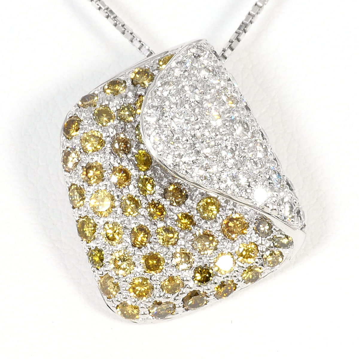 K18 18金 WG ホワイトゴールド ネックレス ダイヤモンド 1.69ct カード鑑別書 総重量約8.0g 約45cm 中古