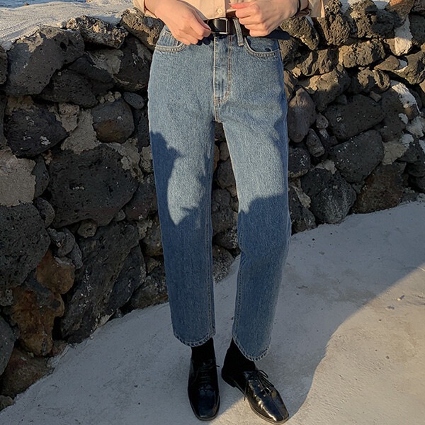 ポリジンバギーデニムパンツ61584ビッグサイズレディースファッション