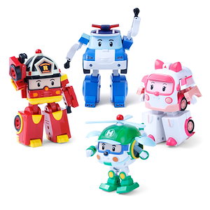 【ロボカーポリー公式ストア】4種SET/ 購入特典付！/ 4インチ 知育変身ロボット ブルームズタウンレスキューチーム 4メインキャラクター/トランスフォーマー/変形おもちゃ/ロボット/ミニカー