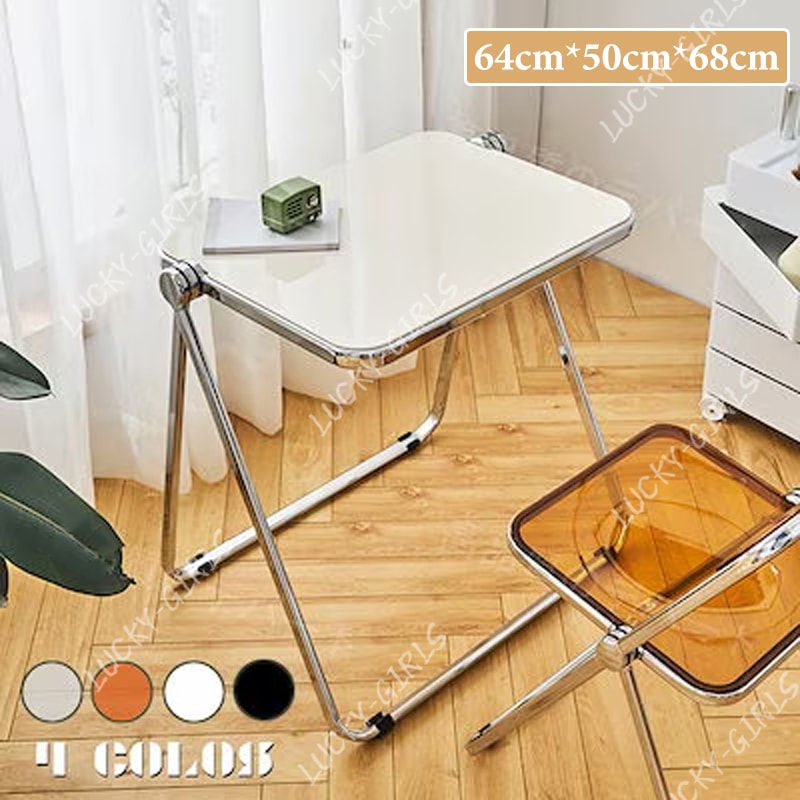透明な折りたたみテーブル 韓国ファッション クリアテーブル アクリル製折りたたみテーブル 折りたたみテーブル スチールフレームテーブル デスク