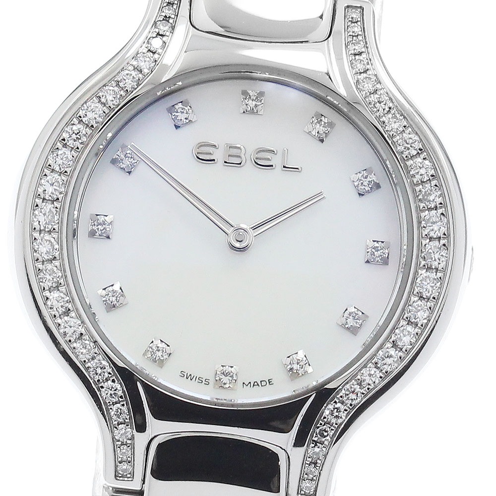 エベル EBEL E9003N1S ベルーガ 12Pダイヤ ダイヤモンドベゼル クォーツ レディース 美品 保証書付き_959582【中古】