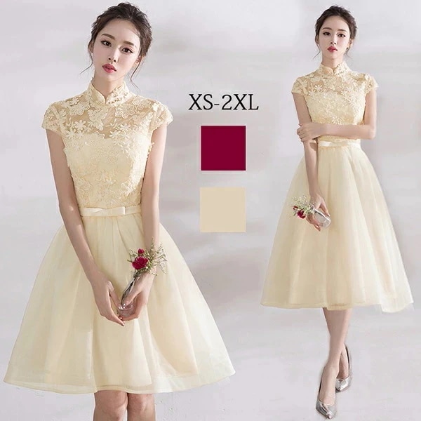 パーティードレス 演奏会 韓国 半袖 ナイトドレス ファスナー 小さいサイズ 大きいサイズ イブニングドレス 大人 ピアノ 発表会 披露宴 司会 者 20代 30代 レース イブニングドレス 式【XS