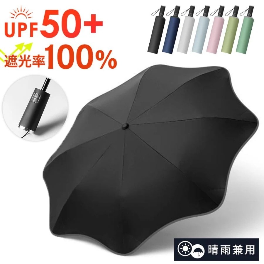 【2点購入で150OFF】品質良い!店舗お勧め! 傘 折りたたみ かさ 晴雨兼用 自動開閉 ワンタッチ コンパクト レディース メンズ 男女兼用 裏面 UPF50+ 遮光 99.99% 黒