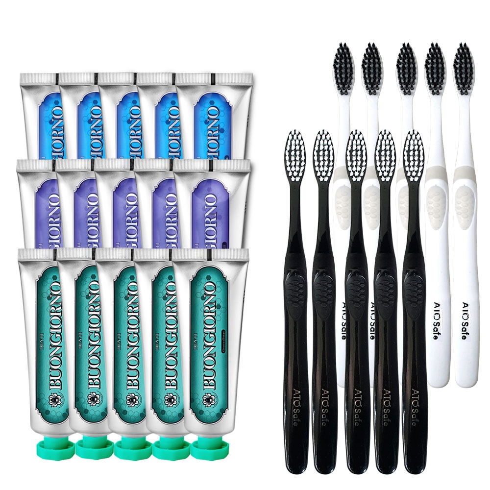 歯磨き粉歯茎ケア5p + 口臭ケア5p + 歯石ケア5p + 歯ブラシ2種セット(10p)