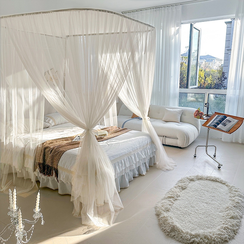 簡単に取り外して洗濯できる伸縮式釣竿蚊帳家庭用B&Bスタイルベッドカーテン蚊帳プリンセススタイル