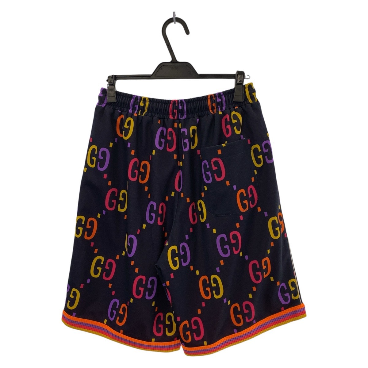 美品 GG柄 サイズS ネイビー オレンジ ポリエステル/コットン 701630 ショートパンツ ハーフパンツ メンズ 410754