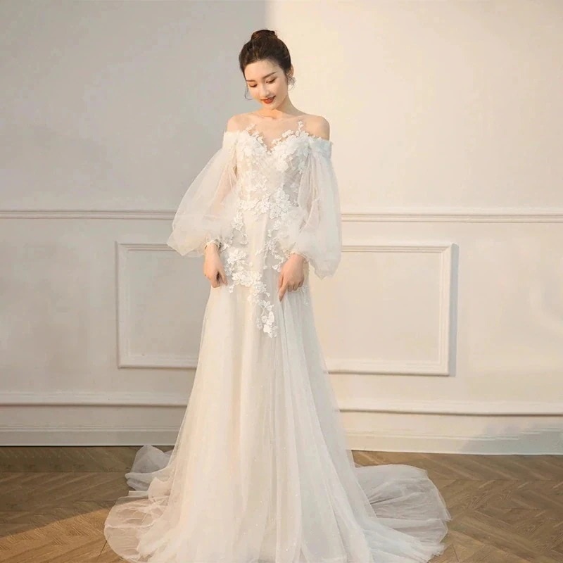 ワンピースドレスドレス結婚式 ドレス 韓国ファッション 白70 パーティードレス 結婚式ワンピース 花嫁ロングドレス 高級感 新作 ワンピース 【高.品.質】2025 ウェディングドレス 気質