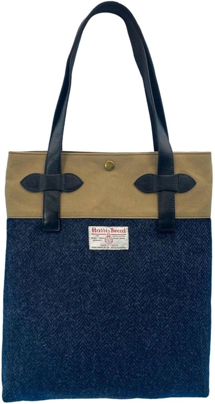 Harris Tweed ハリスツイードｘパラフィン帆布の縦型トート牛革付属 WG2421-NVH(NVH)