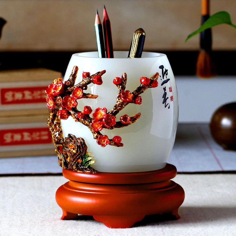 エナメル色釉翡翠ペンホルダー装飾品オフィス学習机装飾教師やリーダーへのビジネスギフト