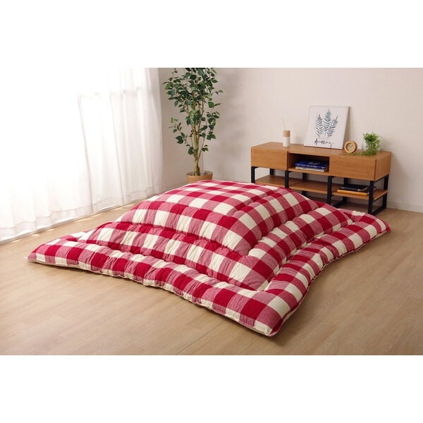 1151550250303 こたつ布団 長方形大 インド綿 綿100% チェック柄 ローズ 約205×285cm メーカー直送 11,560円