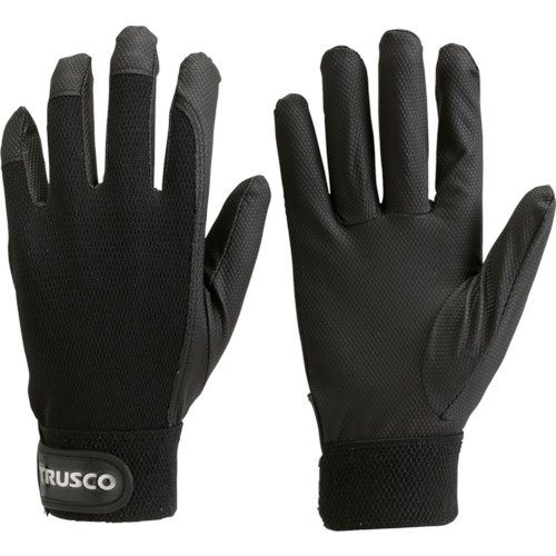 TRUSCO(トラスコ) PU薄手手袋 エンボス加工 Mサイズ ブラック TPUM-B-M x 10 双【ケース販売】