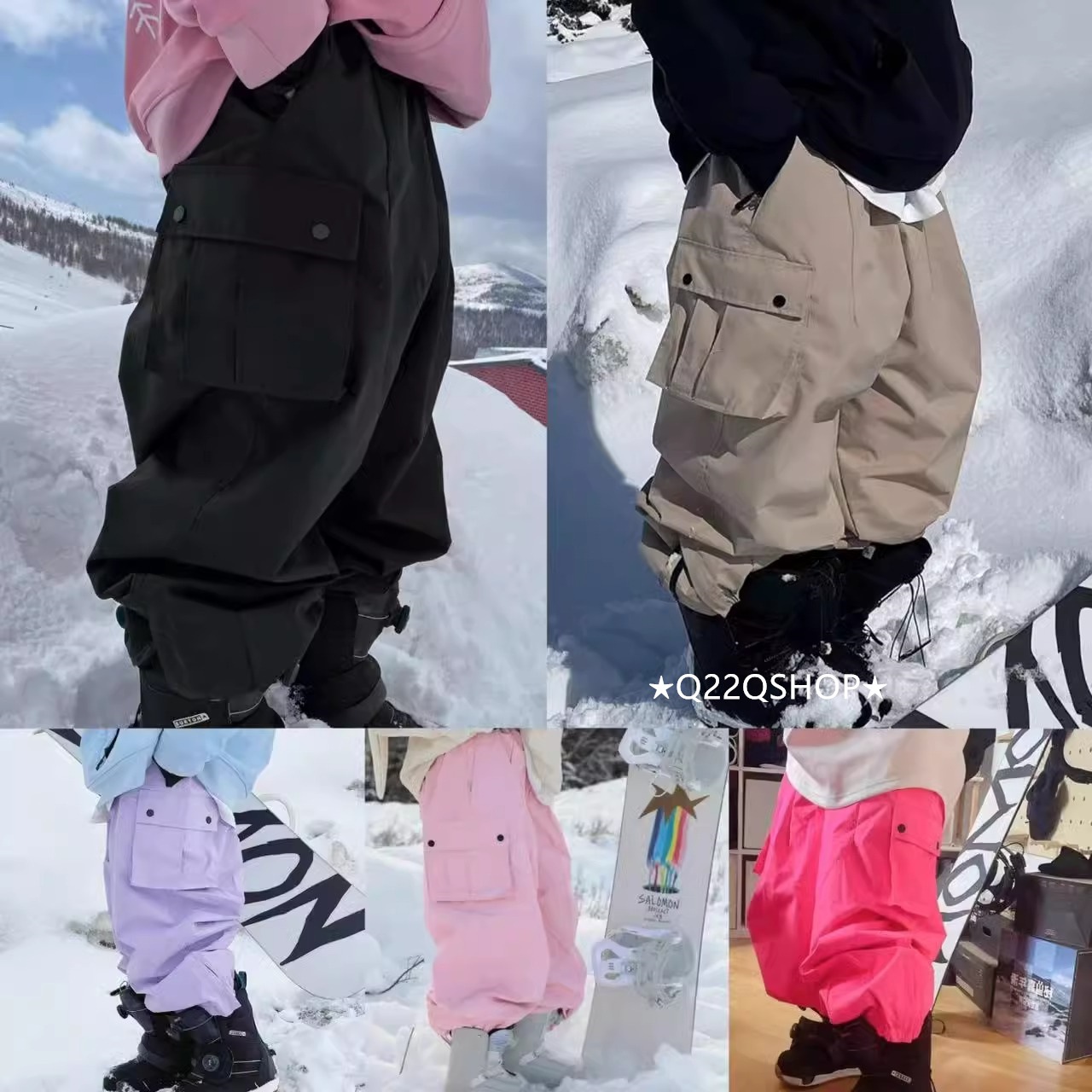 スノボウェア 2024 2025 単品ボトムス メンズ レディース ズボン カーゴパンツ グレープリント ゆったりウィンタースポーツ スノーボードウェア スキーウェア スノーウェア 防水防寒 韓国風