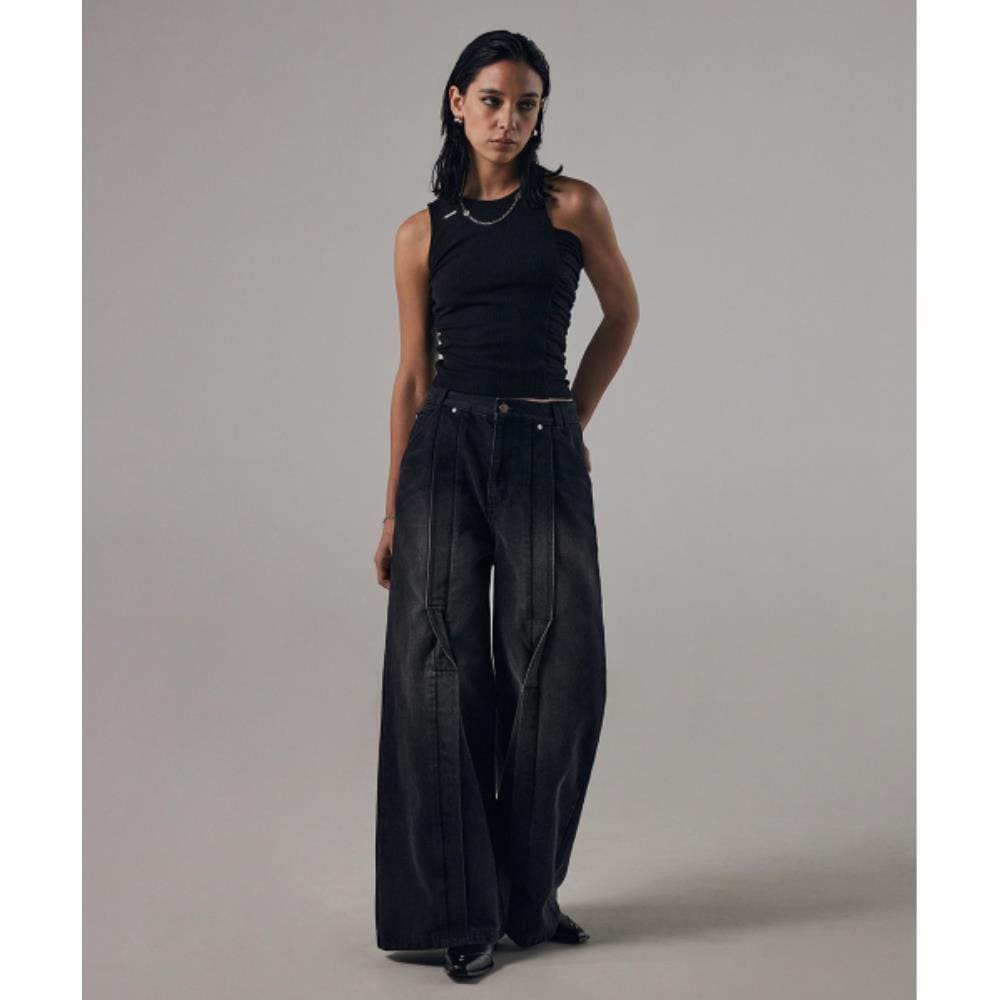 TREEMINGBIRD Unbalance Shirring Sleeveless Black TMB24 7,339円