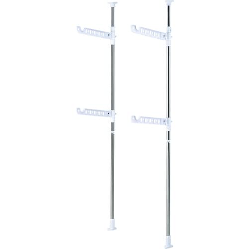 天馬 上下に引っ張るだけで簡単設置可能 安定感のある強力固定 洗濯物干し 組立式 室内用 突っ張り式物干し窓枠用 衣類 ホワイト 幅5×奥行46×高さ190-260 PS-19