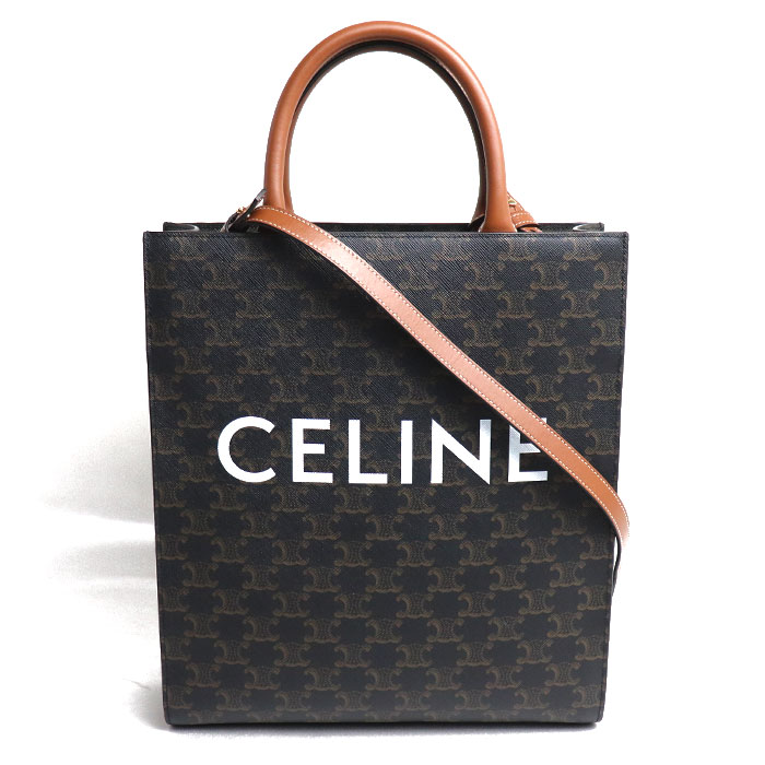 CELINE セリーヌ トリオンフ スモール バーティカルカバ 2Wayショルダーバッグ ブラウン タン 191542 レディース 中古