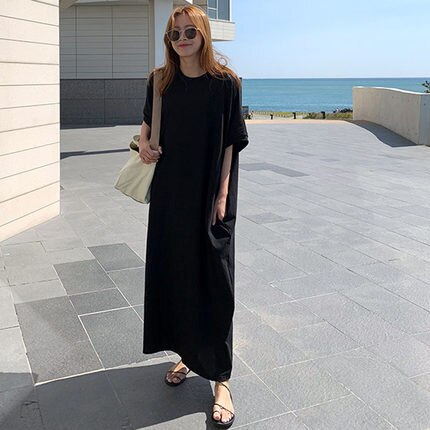 ワンピース レディース スウェット カットソー 半袖 5分袖 ゆったり ルーズ