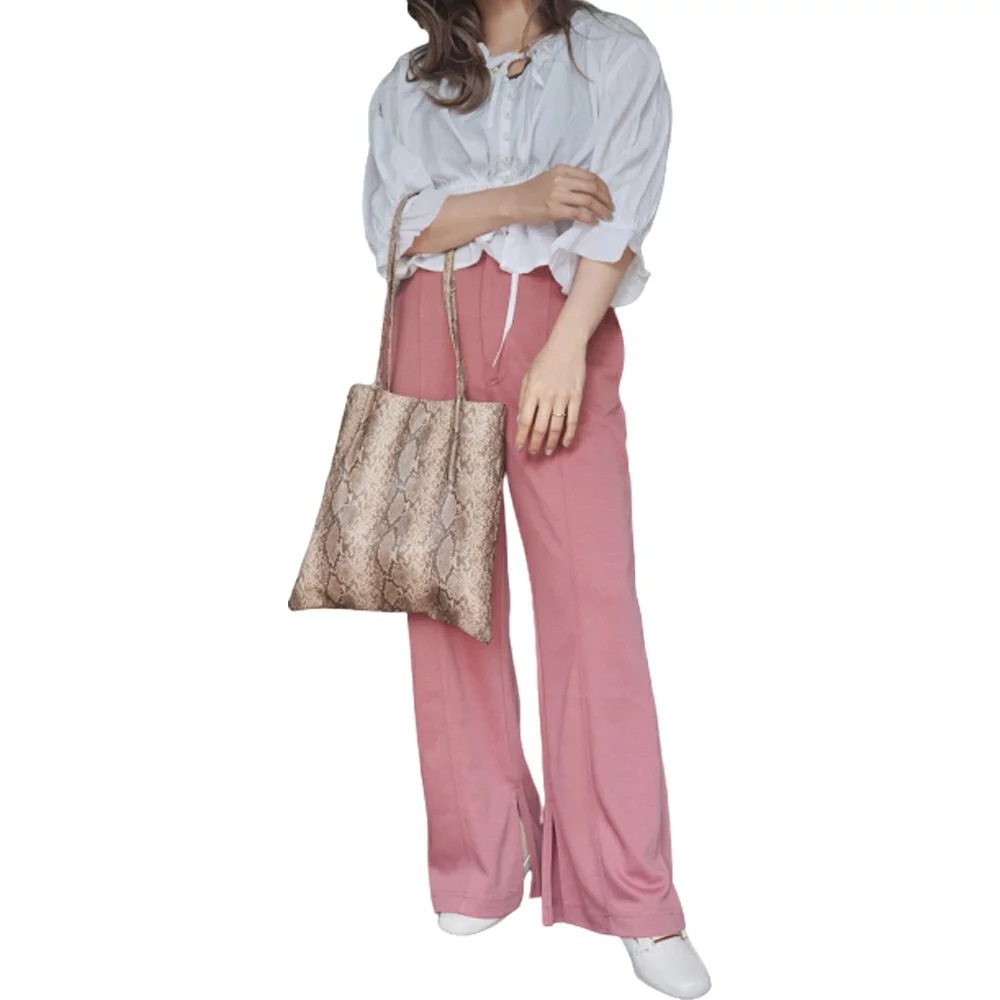 Ribbon String Cotton Puffsleeve Tops (white) A.D.G レディース ファッション