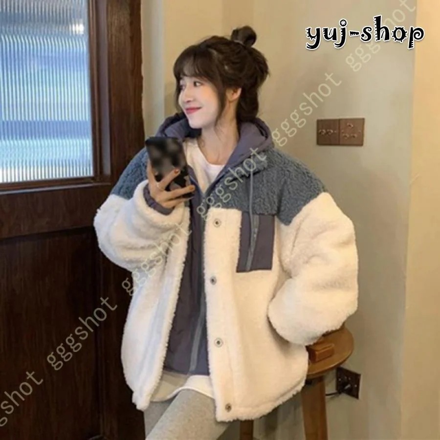 大人の魅力ボアジャケットレディース厚暖かいボアブルゾン冬ゆったりアウトドア羽織り長袖防寒ふわふわもこもこボアコートフリースジャケットあっ