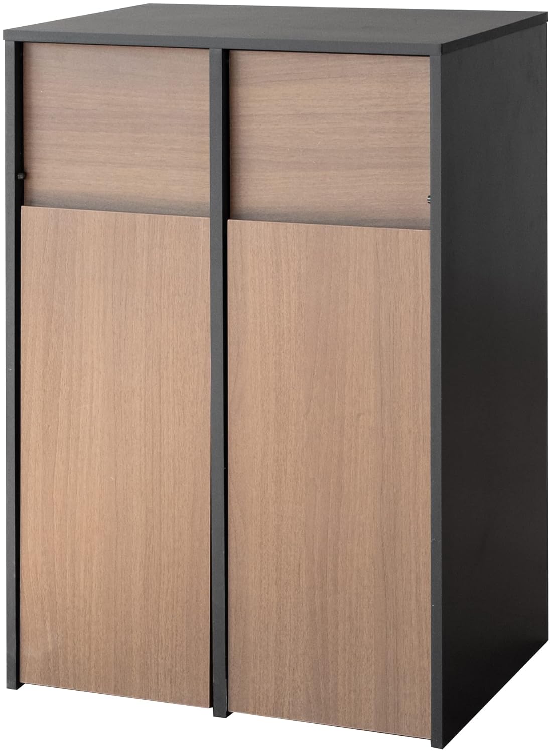 宮武製作所 ダストボックス ヘリオス プッシュ式 キャスター付き 木目調 45Lx2対応 幅60.5x奥43x高さ90cm DB-F2100 BRBK ブラウンブラック