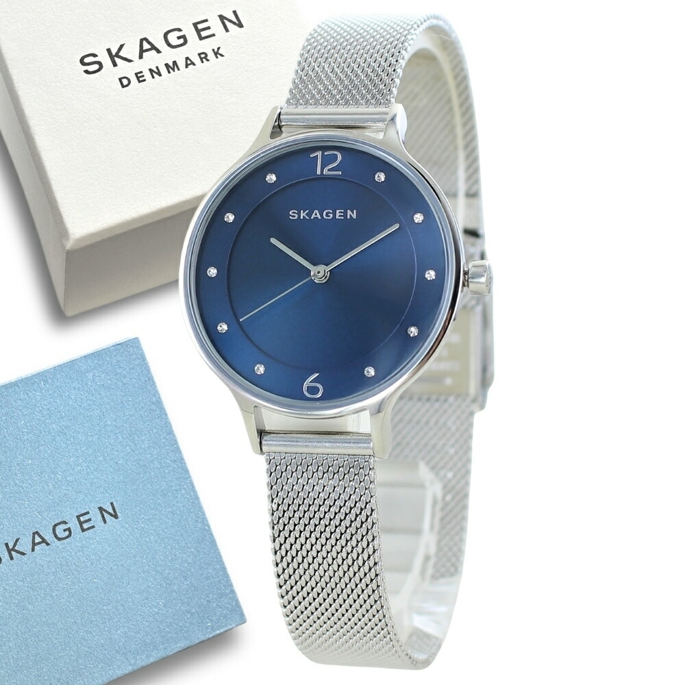 限定特価 お一人様1本限定 スカーゲン 時計 レディース 腕時計 手表 アニタ ブルー文字盤 スワロフスキー シルバー SKW2307 誕生日プレゼント ポイント消化