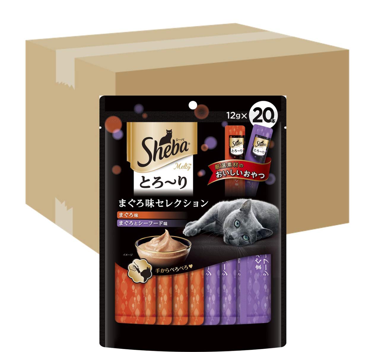 シーバ とろ～り メルティ おやつ 成猫用 まぐろ味セレクション 12g×400本(1パック20本入り×20パック) キャットフード 猫 Sheba Melty 大容量 まとめ買い ケース販売