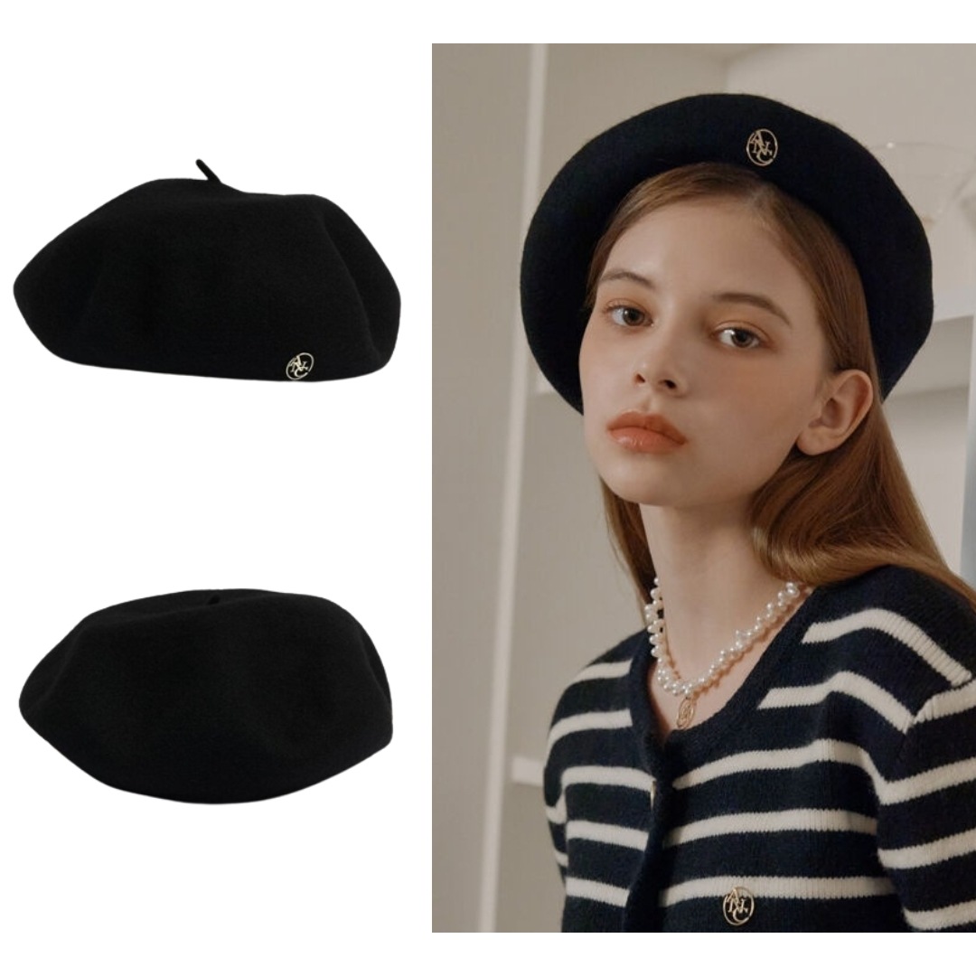 Gold LOGO Wool Beret
