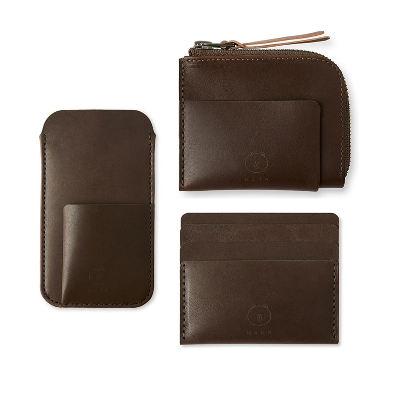 財布 カードケース 携帯ケース 牛革財布 小銭入れ カード入れ 携帯保護 ブラウン 公式商品 3種