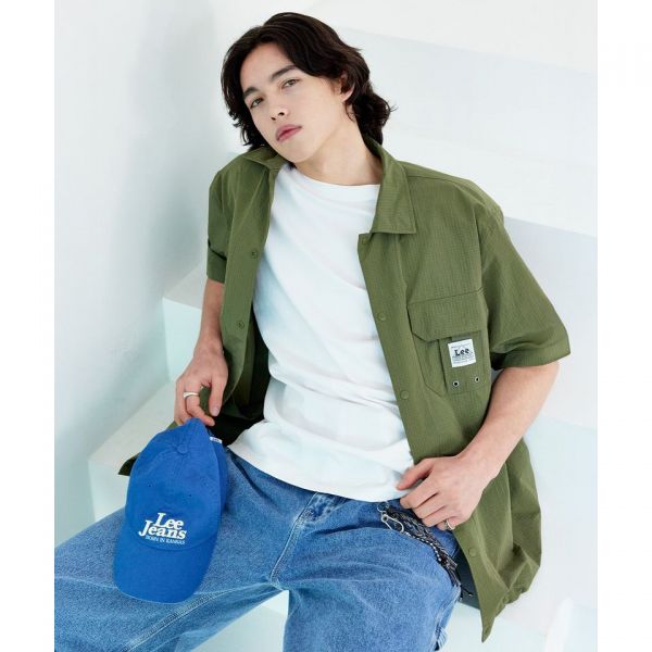 ツーポケットナイロン半袖シャツ カーキ