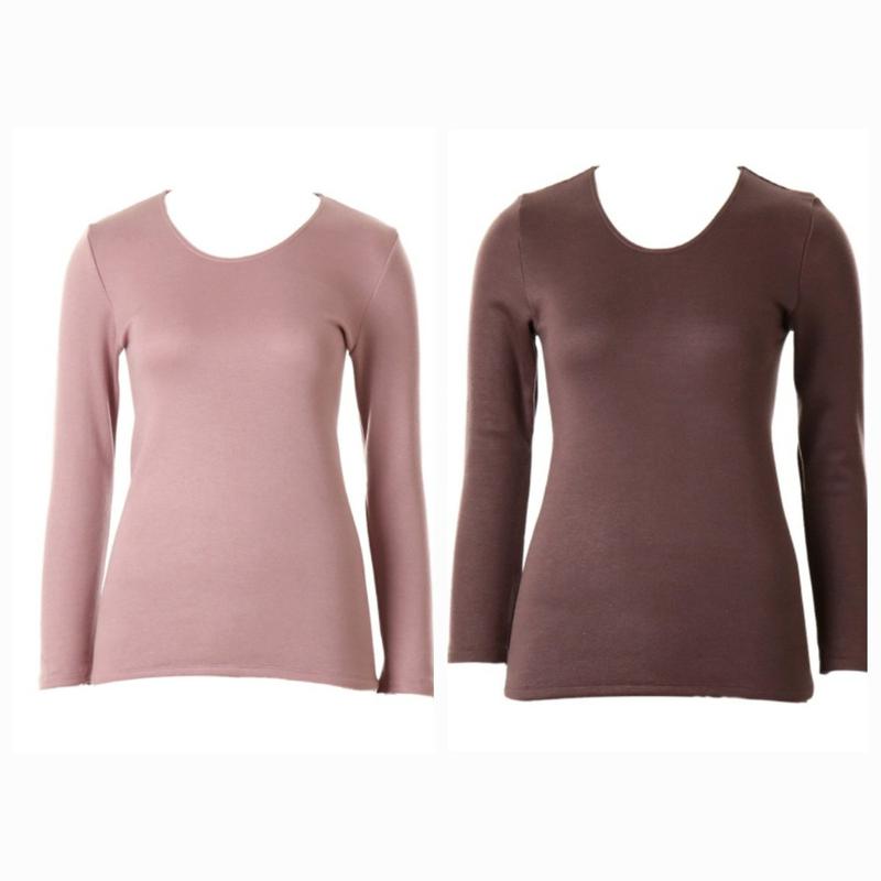 なめらかな手触りとほのかな光沢感のある高級感のある綿アクリル混紡起毛9分丈トップスVLG5069C