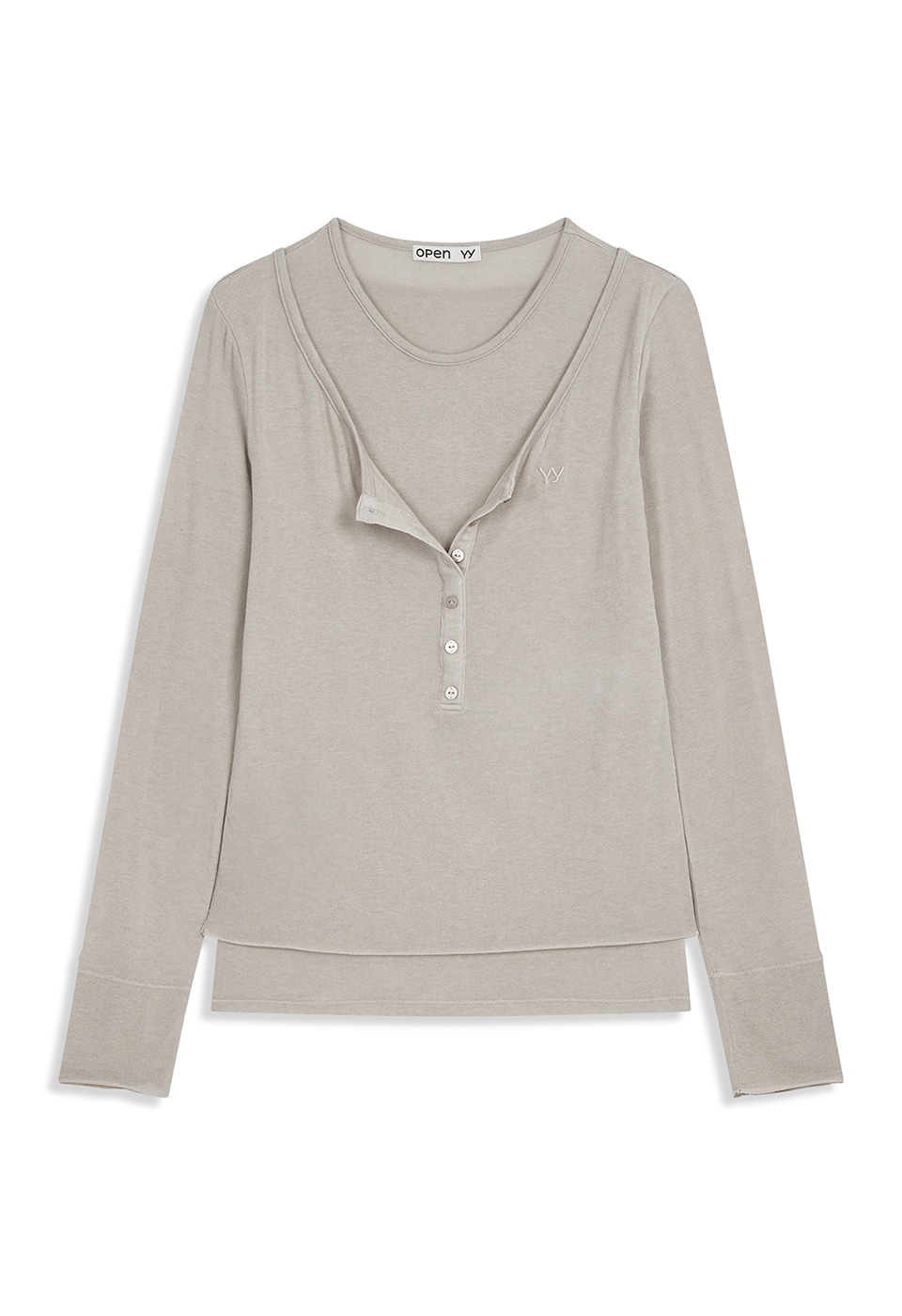 【OPEN Yy】25FW LAYERED HENLEY LOUNGE TEE : BEIGE