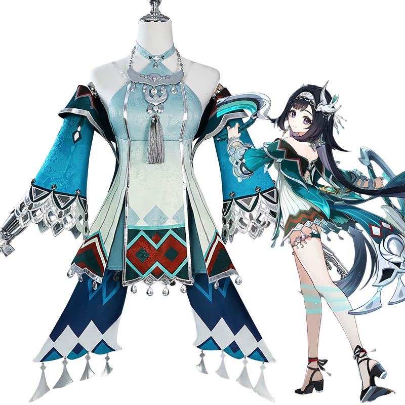 蓝砚 セットアップ Genshin コスプレ Yan Lan ランヤン 原神 藍硯イベント用品 変装 仮装