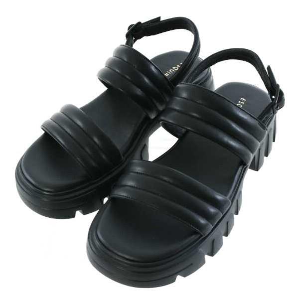 [] 女性用ツーバンドストラップサンダル 4.5CM(EQFMSD962BK) [P003814599]