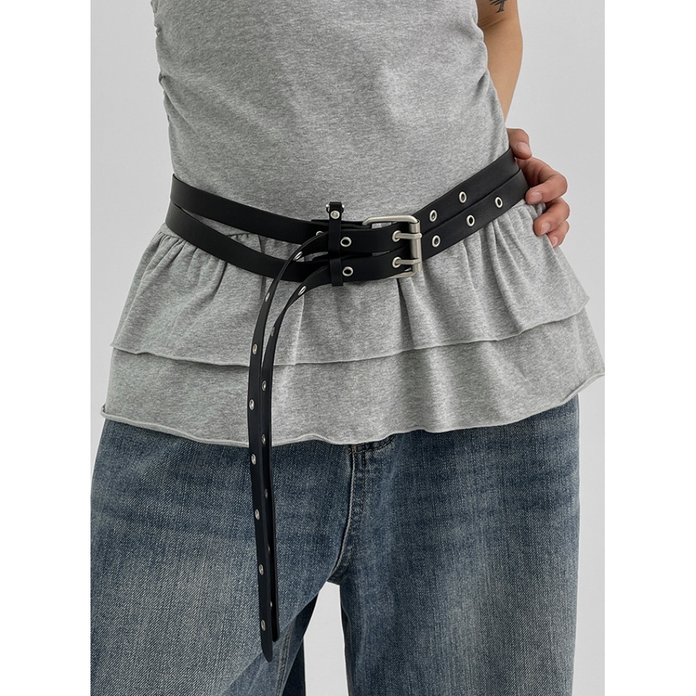 ブラックアップ ワト ダブルストラップ アイレット レザーベルト