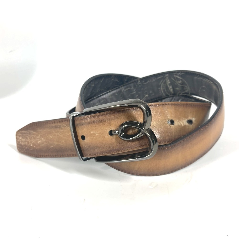 Berluti ベルルッティ ベルト カリグラフィ ロゴ リバーシブル アクセサリー レザー ベージュ 37,400円