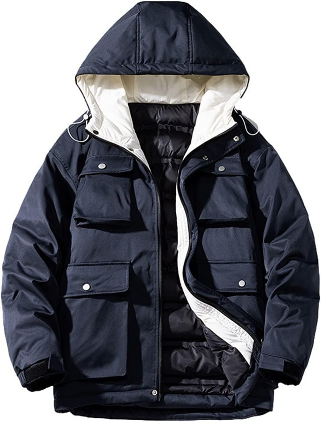 メンズ 中綿ジャケット フード付き アウター 厚手 綿服 おしゃれ ワークウエア カーゴジャケット 作業着 ポケット 防寒コート アウトドア 冬服 カジュアル 大きいサイズ