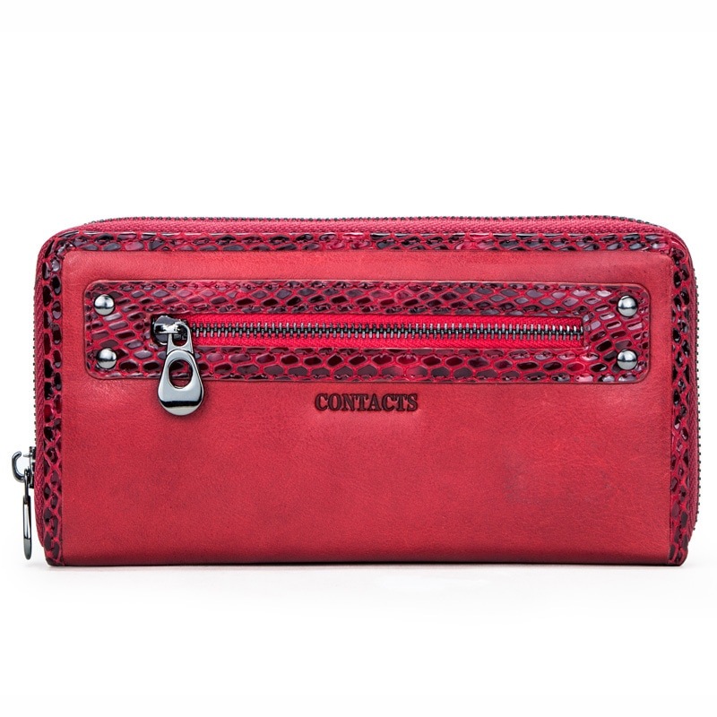 rfid防犯ブラシ本革レディース 財布多機能長ファスナーバッグ クラッチバッグ スマホポーチ