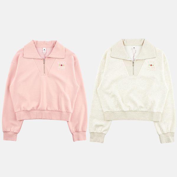 女性ルーズフィットダブルテンションハーフジップスウェットシャツ QP322OFS72_P407299975